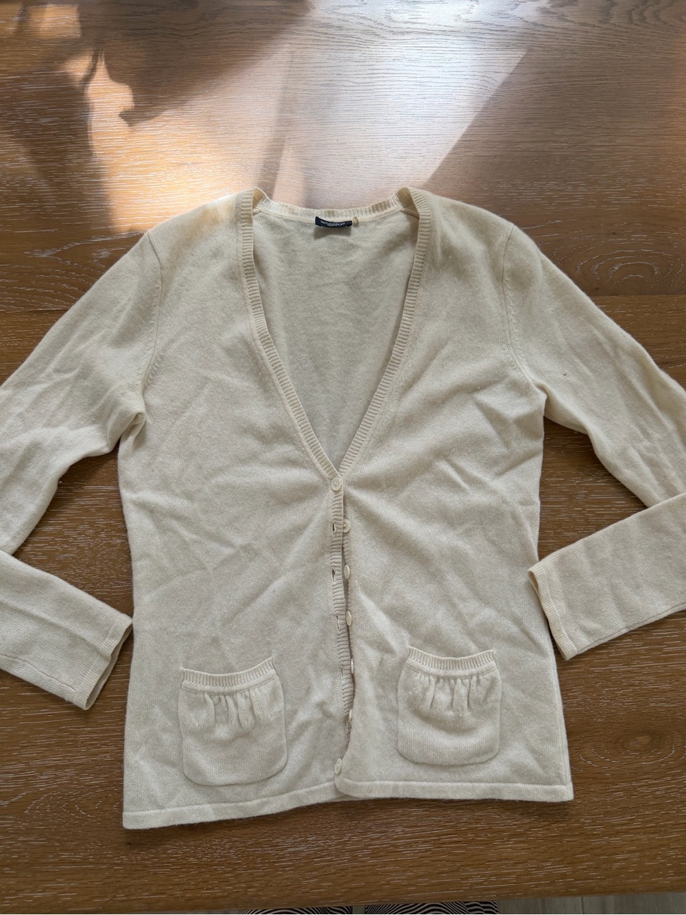 Magaschoni Cream Lightweight V-Neck Cardigan